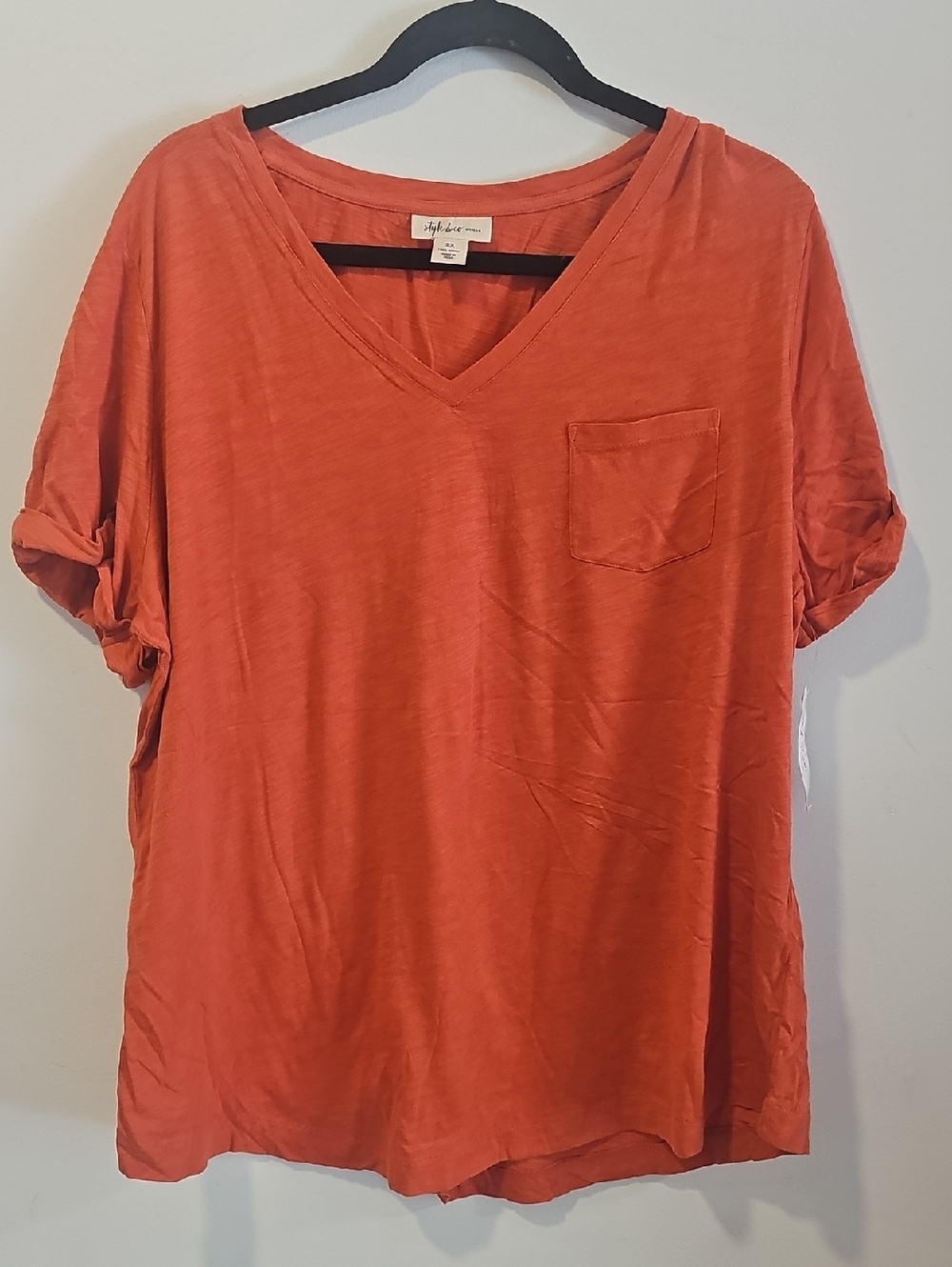 Style & Co. Rust Orange V-Neck Pocket Tee